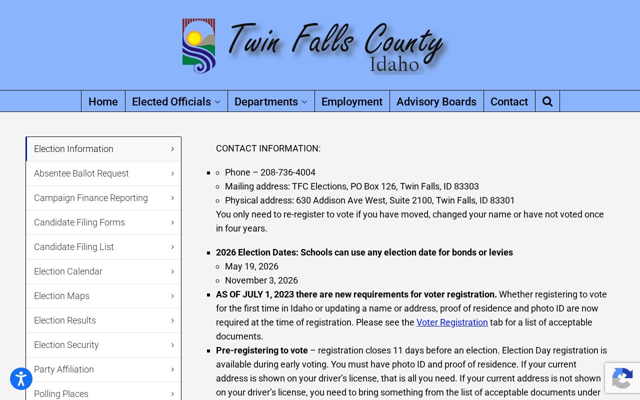 Twin Falls County Elections and precinct resources