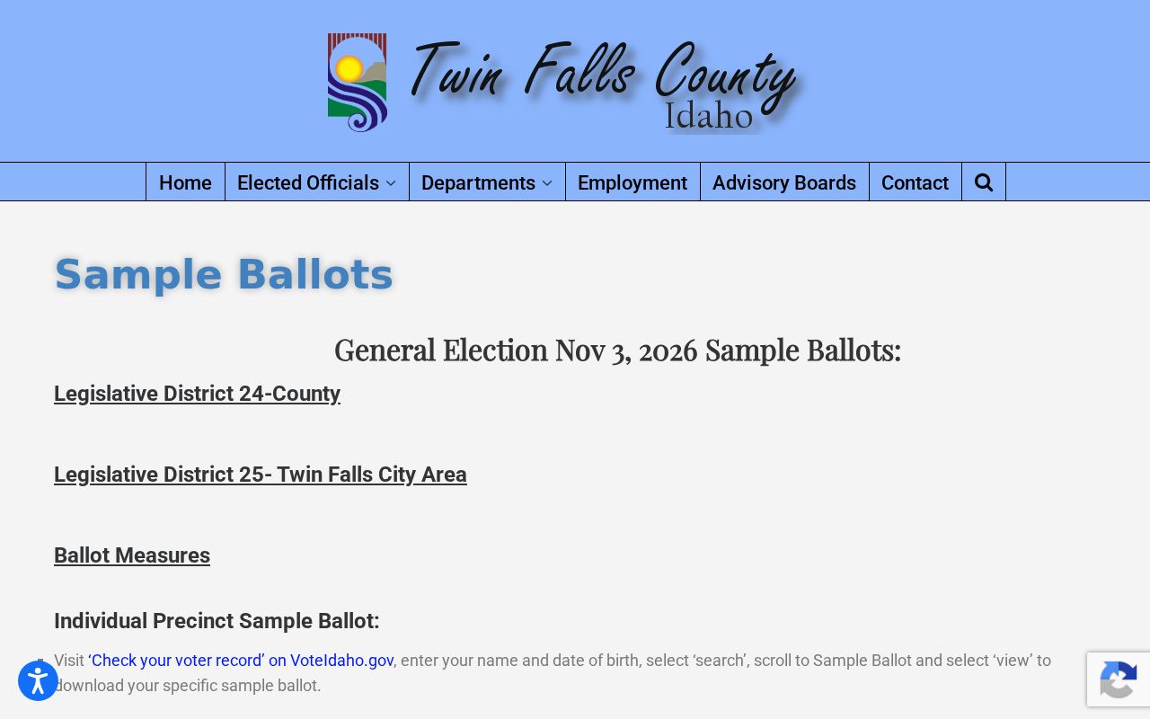 Twin Falls County voter sample ballot lookup instructions