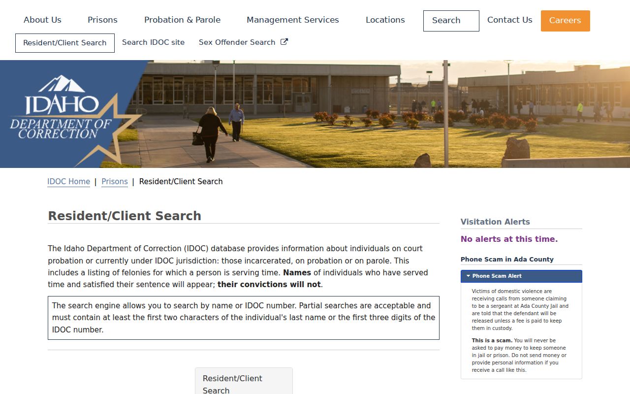 Twin Falls resident lookup Idaho correction resident client search