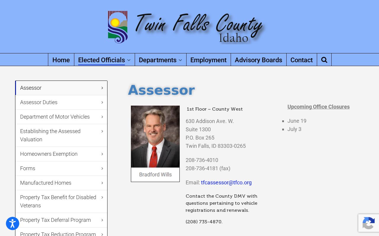 Twin Falls street directory County Assessor property resources